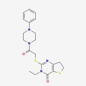 molecular formula C20H24N4O2S2 B11429718 3-ethyl-2-((2-oxo-2-(4-phenylpiperazin-1-yl)ethyl)thio)-6,7-dihydrothieno[3,2-d]pyrimidin-4(3H)-one 