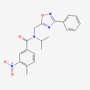 molecular formula C20H20N4O4 B11429737 4-methyl-3-nitro-N-[(3-phenyl-1,2,4-oxadiazol-5-yl)methyl]-N-(propan-2-yl)benzamide 