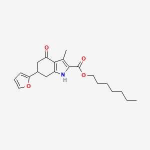 heptyl 6-(furan-2-yl)-3-methyl-4-oxo-4,5,6,7-tetrahydro-1H-indole-2-carboxylate