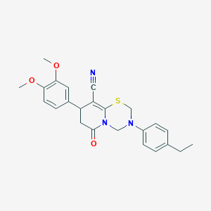 8-(3,4-dimethoxyphenyl)-3-(4-ethylphenyl)-6-oxo-3,4,7,8-tetrahydro-2H,6H-pyrido[2,1-b][1,3,5]thiadiazine-9-carbonitrile