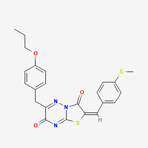 molecular formula C23H21N3O3S2 B11429783 (2E)-2-[4-(methylsulfanyl)benzylidene]-6-(4-propoxybenzyl)-7H-[1,3]thiazolo[3,2-b][1,2,4]triazine-3,7(2H)-dione 