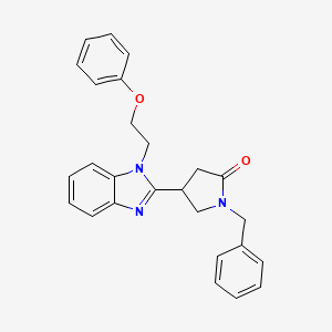 molecular formula C26H25N3O2 B11429811 1-benzyl-4-[1-(2-phenoxyethyl)-1H-benzimidazol-2-yl]pyrrolidin-2-one 