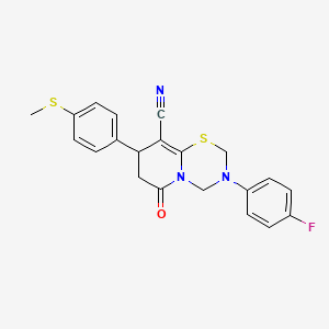 3-(4-fluorophenyl)-8-[4-(methylsulfanyl)phenyl]-6-oxo-3,4,7,8-tetrahydro-2H,6H-pyrido[2,1-b][1,3,5]thiadiazine-9-carbonitrile