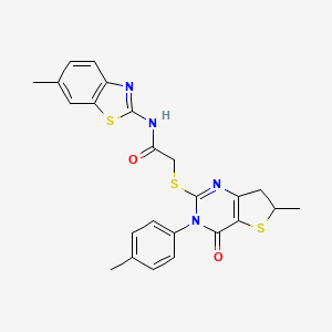 2-((6-methyl-4-oxo-3-(p-tolyl)-3,4,6,7-tetrahydrothieno[3,2-d]pyrimidin-2-yl)thio)-N-(6-methylbenzo[d]thiazol-2-yl)acetamide