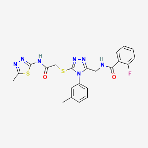 2-Fluoro-N-{[5-({[(5-methyl-1,3,4-thiadiazol-2-YL)carbamoyl]methyl}sulfanyl)-4-(3-methylphenyl)-4H-1,2,4-triazol-3-YL]methyl}benzamide