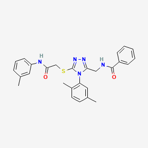 molecular formula C27H27N5O2S B11429842 N-{[4-(2,5-Dimethylphenyl)-5-({[(3-methylphenyl)carbamoyl]methyl}sulfanyl)-4H-1,2,4-triazol-3-YL]methyl}benzamide 