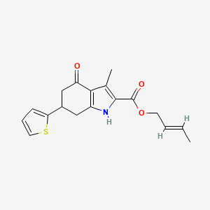 (2E)-but-2-en-1-yl 3-methyl-4-oxo-6-(thiophen-2-yl)-4,5,6,7-tetrahydro-1H-indole-2-carboxylate