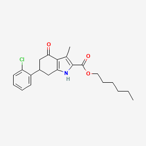 hexyl 6-(2-chlorophenyl)-3-methyl-4-oxo-4,5,6,7-tetrahydro-1H-indole-2-carboxylate