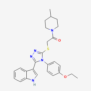 molecular formula C26H29N5O2S B11429920 2-((4-(4-ethoxyphenyl)-5-(1H-indol-3-yl)-4H-1,2,4-triazol-3-yl)thio)-1-(4-methylpiperidin-1-yl)ethanone 