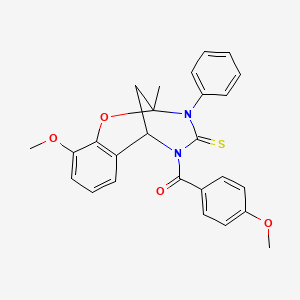 (10-methoxy-2-methyl-3-phenyl-4-thioxo-3,4-dihydro-2H-2,6-methano-1,3,5-benzoxadiazocin-5(6H)-yl)(4-methoxyphenyl)methanone