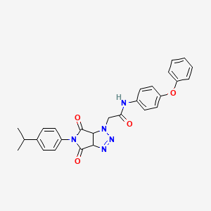 molecular formula C27H25N5O4 B11429931 2-{4,6-dioxo-5-[4-(propan-2-yl)phenyl]-4,5,6,6a-tetrahydropyrrolo[3,4-d][1,2,3]triazol-1(3aH)-yl}-N-(4-phenoxyphenyl)acetamide 