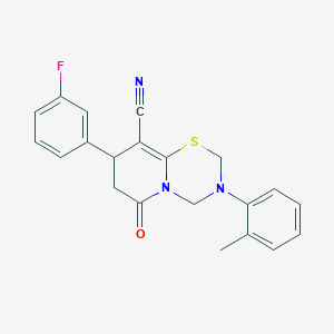 8-(3-fluorophenyl)-3-(2-methylphenyl)-6-oxo-3,4,7,8-tetrahydro-2H,6H-pyrido[2,1-b][1,3,5]thiadiazine-9-carbonitrile