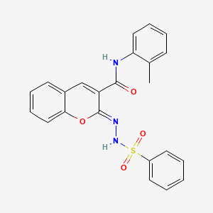 (2Z)-N-(2-methylphenyl)-2-[2-(phenylsulfonyl)hydrazinylidene]-2H-chromene-3-carboxamide