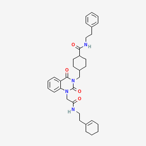 4-((1-(2-((2-(cyclohex-1-en-1-yl)ethyl)amino)-2-oxoethyl)-2,4-dioxo-1,2-dihydroquinazolin-3(4H)-yl)methyl)-N-phenethylcyclohexanecarboxamide