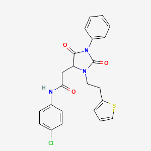 molecular formula C23H20ClN3O3S B11429999 N-(4-chlorophenyl)-2-{2,5-dioxo-1-phenyl-3-[2-(thiophen-2-yl)ethyl]imidazolidin-4-yl}acetamide 