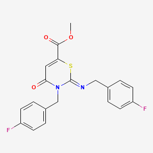 molecular formula C20H16F2N2O3S B11430041 methyl (2Z)-3-(4-fluorobenzyl)-2-[(4-fluorobenzyl)imino]-4-oxo-3,4-dihydro-2H-1,3-thiazine-6-carboxylate 