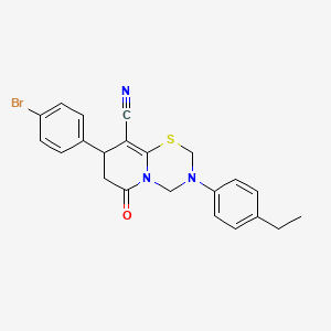 8-(4-bromophenyl)-3-(4-ethylphenyl)-6-oxo-3,4,7,8-tetrahydro-2H,6H-pyrido[2,1-b][1,3,5]thiadiazine-9-carbonitrile