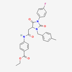 Ethyl 4-({[1-(4-fluorophenyl)-3-(4-methylbenzyl)-2,5-dioxoimidazolidin-4-yl]acetyl}amino)benzoate