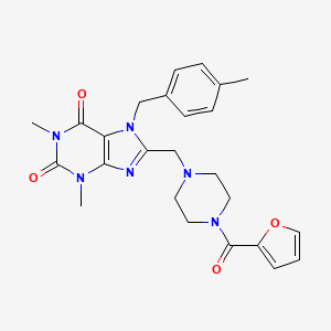 8-{[4-(furan-2-ylcarbonyl)piperazin-1-yl]methyl}-1,3-dimethyl-7-(4-methylbenzyl)-3,7-dihydro-1H-purine-2,6-dione