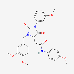 2-[3-(3,4-dimethoxybenzyl)-1-(3-methoxyphenyl)-2,5-dioxoimidazolidin-4-yl]-N-(4-methoxyphenyl)acetamide