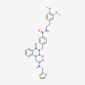 molecular formula C33H32N4O7 B11430125 N-[2-(3,4-dimethoxyphenyl)ethyl]-4-{[1-({[(furan-2-yl)methyl]carbamoyl}methyl)-2,4-dioxo-1,2,3,4-tetrahydroquinazolin-3-yl]methyl}benzamide 