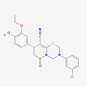 3-(3-chlorophenyl)-8-(3-ethoxy-4-hydroxyphenyl)-6-oxo-3,4,7,8-tetrahydro-2H,6H-pyrido[2,1-b][1,3,5]thiadiazine-9-carbonitrile