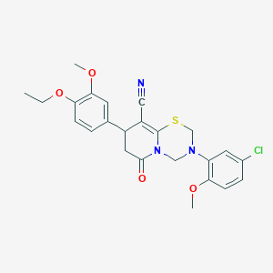 3-(5-chloro-2-methoxyphenyl)-8-(4-ethoxy-3-methoxyphenyl)-6-oxo-3,4,7,8-tetrahydro-2H,6H-pyrido[2,1-b][1,3,5]thiadiazine-9-carbonitrile