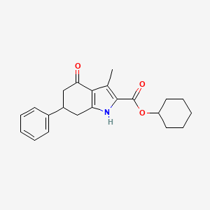 molecular formula C22H25NO3 B11430197 cyclohexyl 3-methyl-4-oxo-6-phenyl-4,5,6,7-tetrahydro-1H-indole-2-carboxylate 