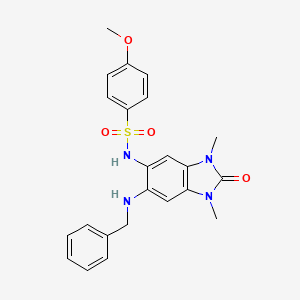 molecular formula C23H24N4O4S B11430249 N-[6-(benzylamino)-1,3-dimethyl-2-oxo-2,3-dihydro-1H-benzimidazol-5-yl]-4-methoxybenzenesulfonamide 