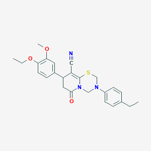 8-(4-ethoxy-3-methoxyphenyl)-3-(4-ethylphenyl)-6-oxo-3,4,7,8-tetrahydro-2H,6H-pyrido[2,1-b][1,3,5]thiadiazine-9-carbonitrile