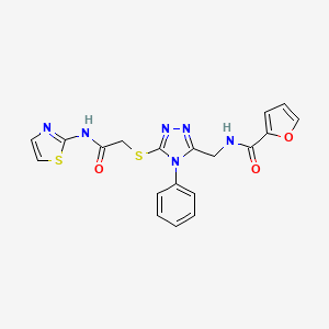 N-((5-((2-oxo-2-(thiazol-2-ylamino)ethyl)thio)-4-phenyl-4H-1,2,4-triazol-3-yl)methyl)furan-2-carboxamide