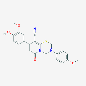 8-(4-hydroxy-3-methoxyphenyl)-3-(4-methoxyphenyl)-6-oxo-3,4,7,8-tetrahydro-2H,6H-pyrido[2,1-b][1,3,5]thiadiazine-9-carbonitrile