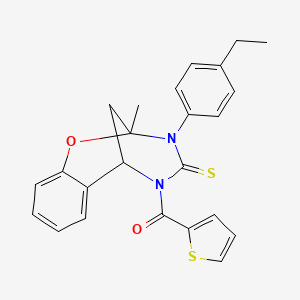 molecular formula C24H22N2O2S2 B11430332 [3-(4-ethylphenyl)-2-methyl-4-thioxo-3,4-dihydro-2H-2,6-methano-1,3,5-benzoxadiazocin-5(6H)-yl](thiophen-2-yl)methanone 