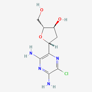 B1143038 2-Chloro-6-(beta-D-2-deoxyribofuranosyl)-3,5-diaminopyrazine CAS No. 173256-61-6