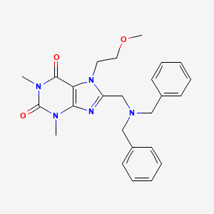 8-[(dibenzylamino)methyl]-7-(2-methoxyethyl)-1,3-dimethyl-3,7-dihydro-1H-purine-2,6-dione