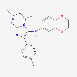 molecular formula C23H22N4O2 B11430405 N-(2,3-dihydro-1,4-benzodioxin-6-yl)-5,7-dimethyl-2-(4-methylphenyl)imidazo[1,2-a]pyrimidin-3-amine 