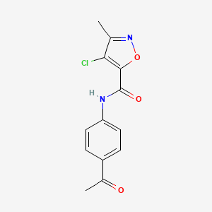 molecular formula C13H11ClN2O3 B11430441 N-(4-acetylphenyl)-4-chloro-3-methyl-1,2-oxazole-5-carboxamide 