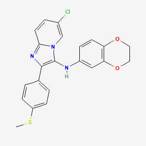 molecular formula C22H18ClN3O2S B11430454 6-chloro-N-(2,3-dihydro-1,4-benzodioxin-6-yl)-2-[4-(methylsulfanyl)phenyl]imidazo[1,2-a]pyridin-3-amine 