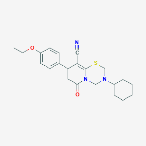 3-cyclohexyl-8-(4-ethoxyphenyl)-6-oxo-3,4,7,8-tetrahydro-2H,6H-pyrido[2,1-b][1,3,5]thiadiazine-9-carbonitrile