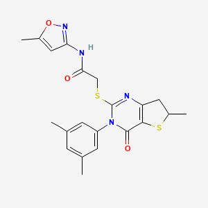 2-((3-(3,5-dimethylphenyl)-6-methyl-4-oxo-3,4,6,7-tetrahydrothieno[3,2-d]pyrimidin-2-yl)thio)-N-(5-methylisoxazol-3-yl)acetamide