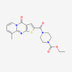 molecular formula C19H20N4O4S B11430496 ethyl 4-[(9-methyl-4-oxo-4H-pyrido[1,2-a]thieno[2,3-d]pyrimidin-2-yl)carbonyl]piperazine-1-carboxylate 