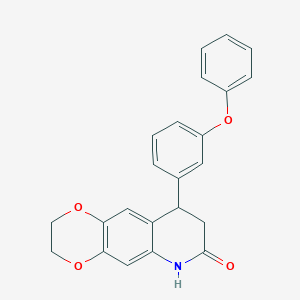 molecular formula C23H19NO4 B11430511 9-(3-phenoxyphenyl)-2,3,8,9-tetrahydro[1,4]dioxino[2,3-g]quinolin-7(6H)-one 