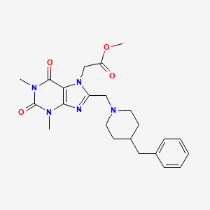 molecular formula C23H29N5O4 B11430539 methyl {8-[(4-benzylpiperidin-1-yl)methyl]-1,3-dimethyl-2,6-dioxo-1,2,3,6-tetrahydro-7H-purin-7-yl}acetate 