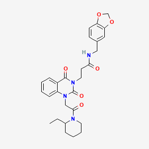 molecular formula C28H32N4O6 B11430545 N-(benzo[d][1,3]dioxol-5-ylmethyl)-3-(1-(2-(2-ethylpiperidin-1-yl)-2-oxoethyl)-2,4-dioxo-1,2-dihydroquinazolin-3(4H)-yl)propanamide 