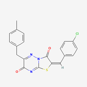 molecular formula C20H14ClN3O2S B11430584 (2E)-2-(4-chlorobenzylidene)-6-(4-methylbenzyl)-7H-[1,3]thiazolo[3,2-b][1,2,4]triazine-3,7(2H)-dione 