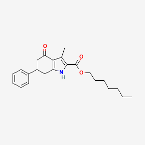 molecular formula C23H29NO3 B11430590 heptyl 3-methyl-4-oxo-6-phenyl-4,5,6,7-tetrahydro-1H-indole-2-carboxylate 