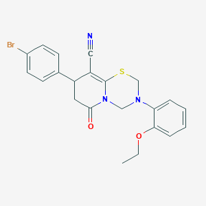 molecular formula C22H20BrN3O2S B11430658 8-(4-bromophenyl)-3-(2-ethoxyphenyl)-6-oxo-3,4,7,8-tetrahydro-2H,6H-pyrido[2,1-b][1,3,5]thiadiazine-9-carbonitrile 