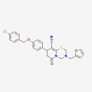 8-{4-[(4-chlorobenzyl)oxy]phenyl}-3-(furan-2-ylmethyl)-6-oxo-3,4,7,8-tetrahydro-2H,6H-pyrido[2,1-b][1,3,5]thiadiazine-9-carbonitrile