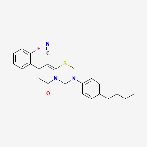 molecular formula C24H24FN3OS B11430678 3-(4-butylphenyl)-8-(2-fluorophenyl)-6-oxo-3,4,7,8-tetrahydro-2H,6H-pyrido[2,1-b][1,3,5]thiadiazine-9-carbonitrile 