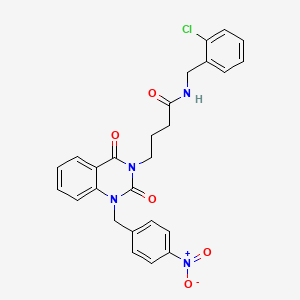 molecular formula C26H23ClN4O5 B11430688 N-(2-chlorobenzyl)-4-[1-(4-nitrobenzyl)-2,4-dioxo-1,4-dihydroquinazolin-3(2H)-yl]butanamide 